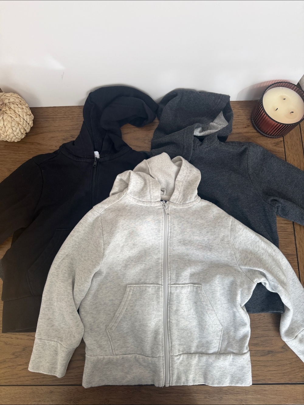 Old Navy Kids Zip-Up Hoodies - Light Gray, Charcoal & Black